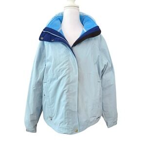 L.L. Bean 3 in 1 Winter Coat Large Blue Ski Jacket Snowboard Pockets Hood Fleece